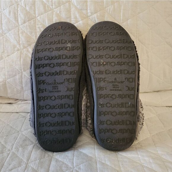 Cuddl Duds grey faux fur womens slippers - Picture 3 of 4